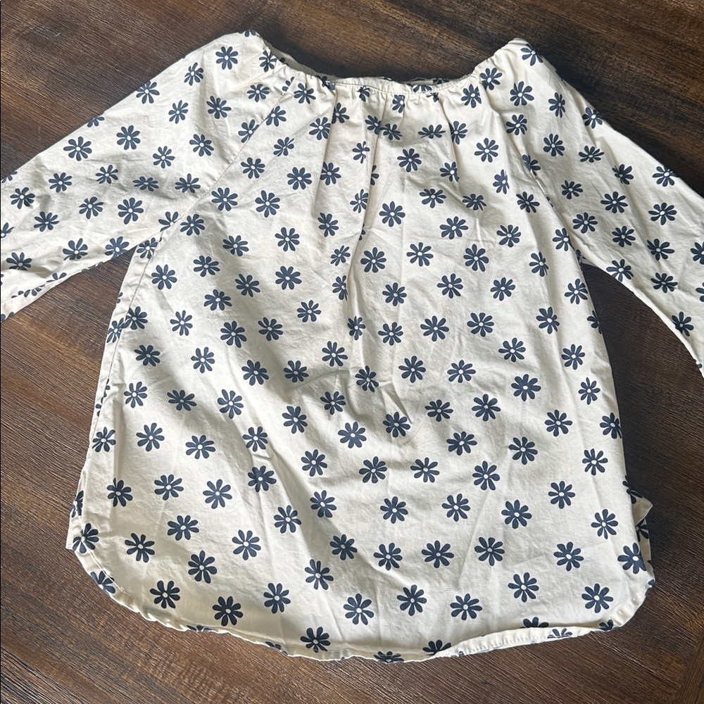 Crewcuts Kids Floral Blouse - Cream and Navy